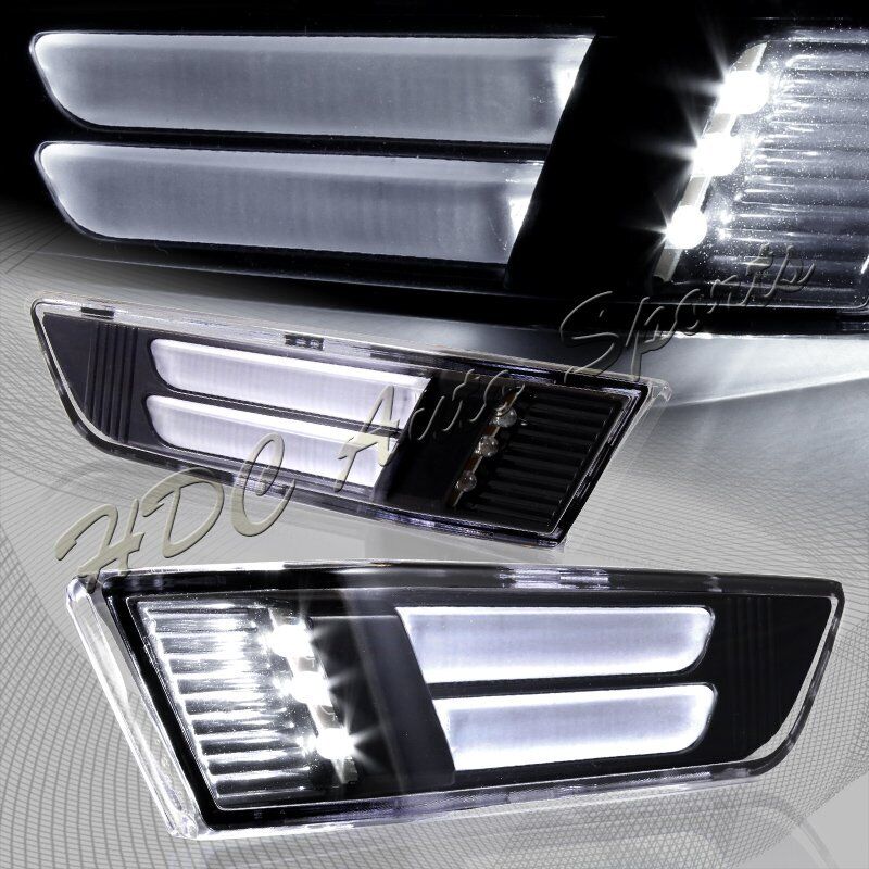 For 2003-2007 Infiniti G35 Coupe Black LED Strip Front Bumper Side Marker Lights