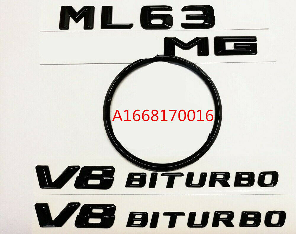 for MERCEDES W166 ML63 GLOSS BLACK REAR ML63+AMG+STAR+V8 BITURBO BADGES 2012-15