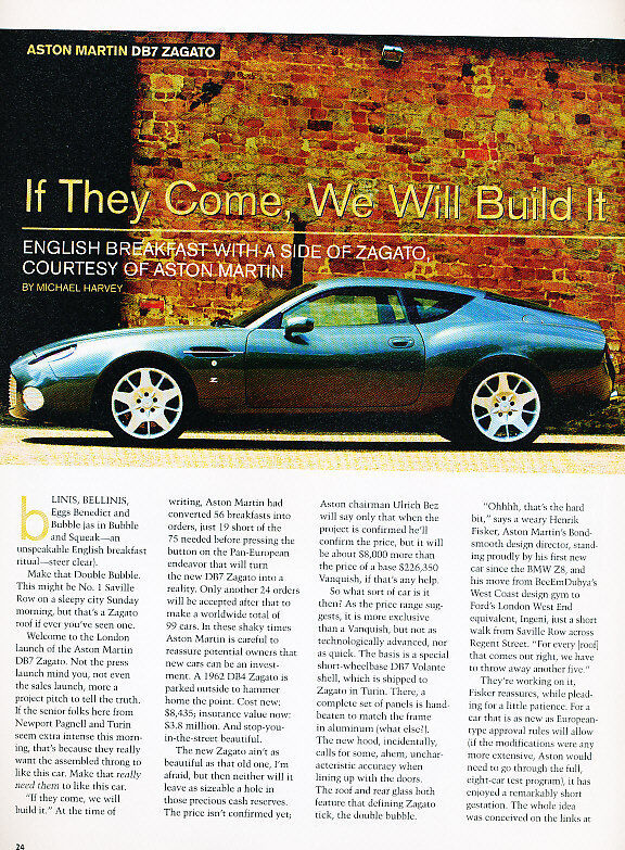 2003 Aston Martin DB7 Zagato - Classic Article D40