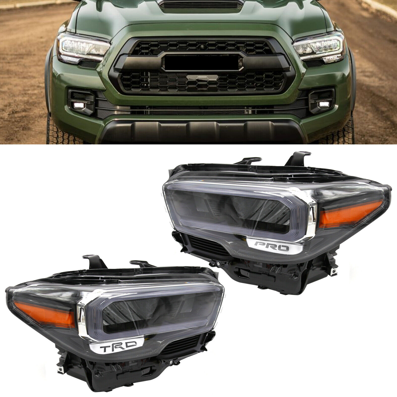 1Pair L&R Headlight Assembly Full LED DRL For 2020-2023 Toyota Tacoma 8111004300