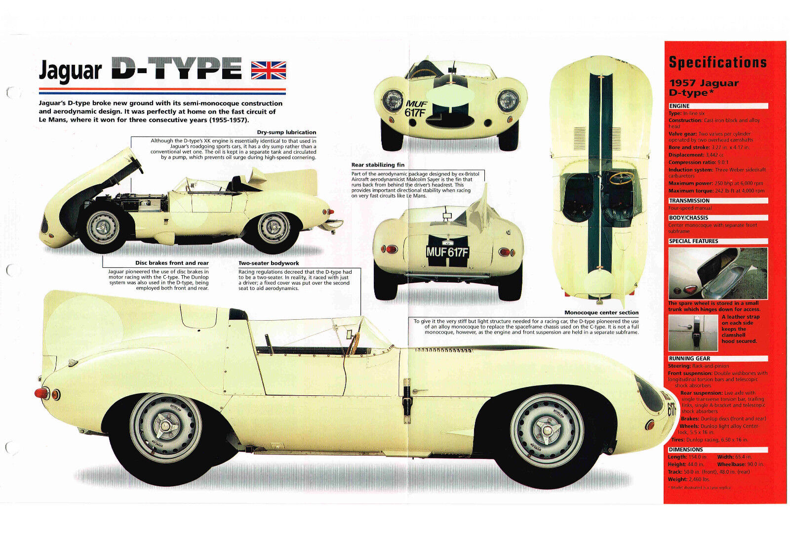 1954 / 1955 / 1956 / 1957 JAGUAR D-TYPE IMP Brochure