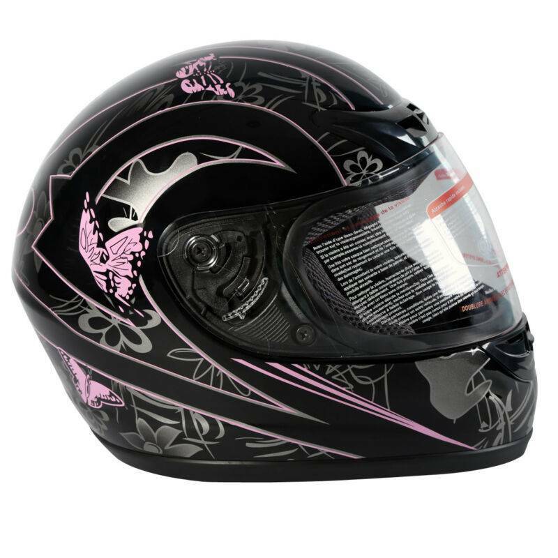 DOT Adult Black Pink Motorcycle Bike Street Full Face Helmet Size S/M/L/XL