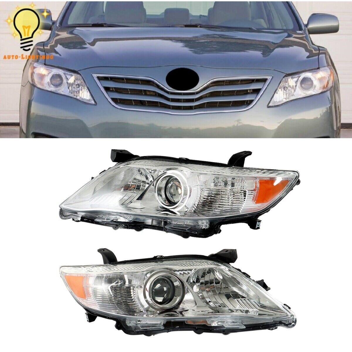 For 2010-2011 Toyota Camry Projector Headlights Headlamps Assembly Left+Right