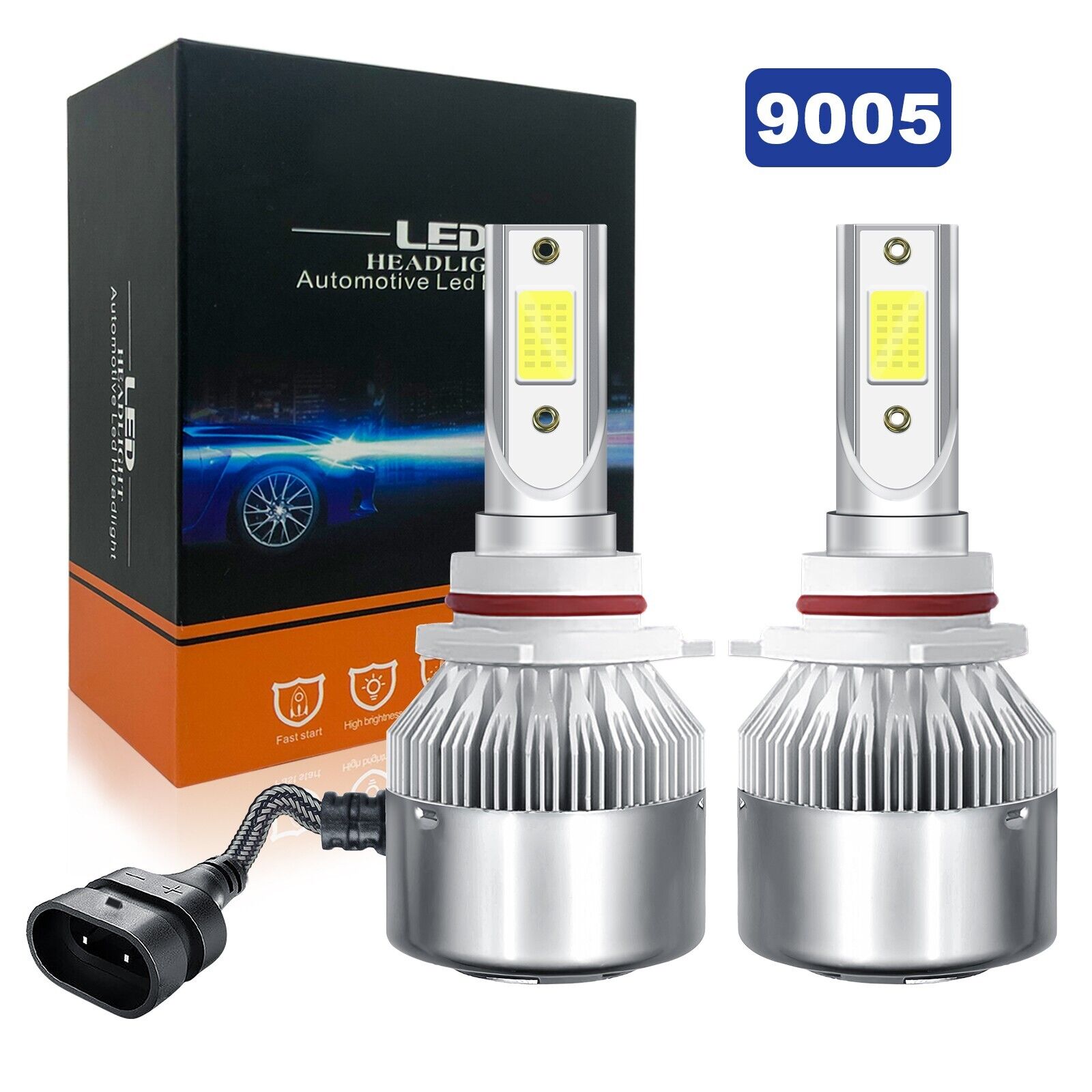 2-Sides 9005 HB3 LED Headlight Super Bright Bulbs Kit HIGH/LOW Beam 6000K White