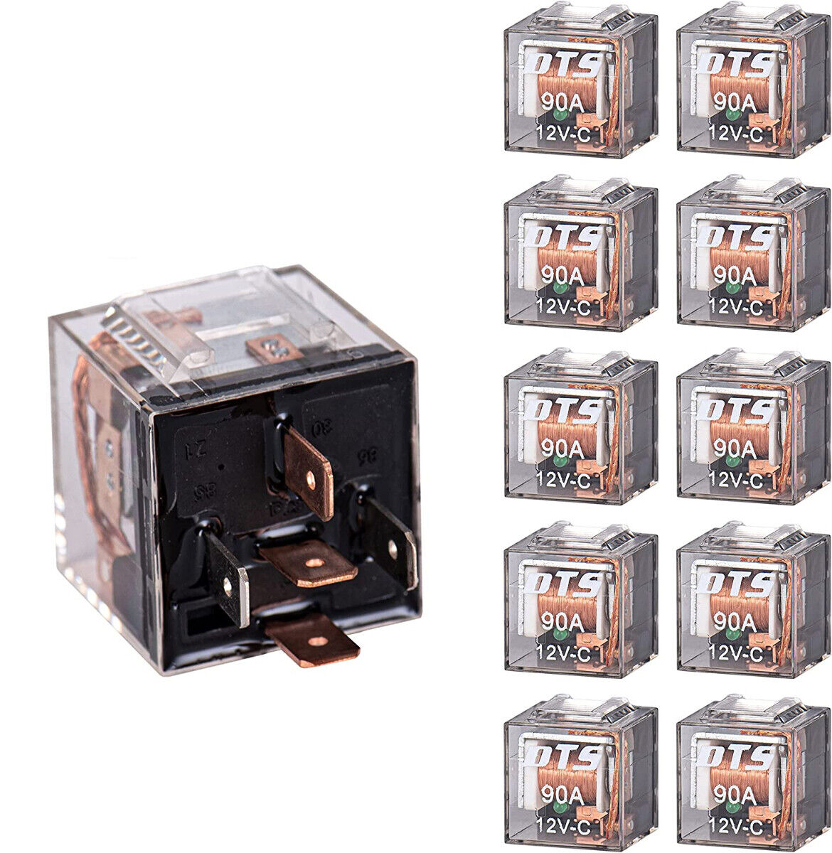 New Set of 10pcs Relay 5 Pin 12v 90 Amp (87a-87) WITH LED