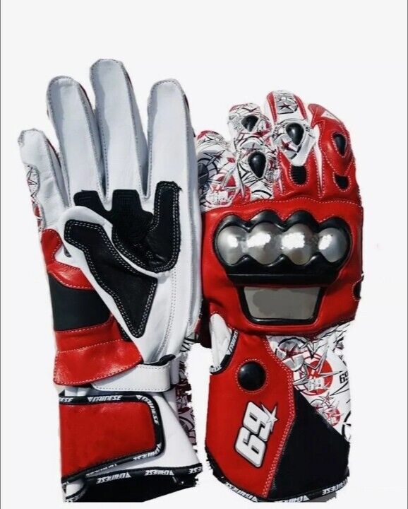 Nicky Hayden Honda Motorbike Riding Leather Motorcycle Gloves Red Green