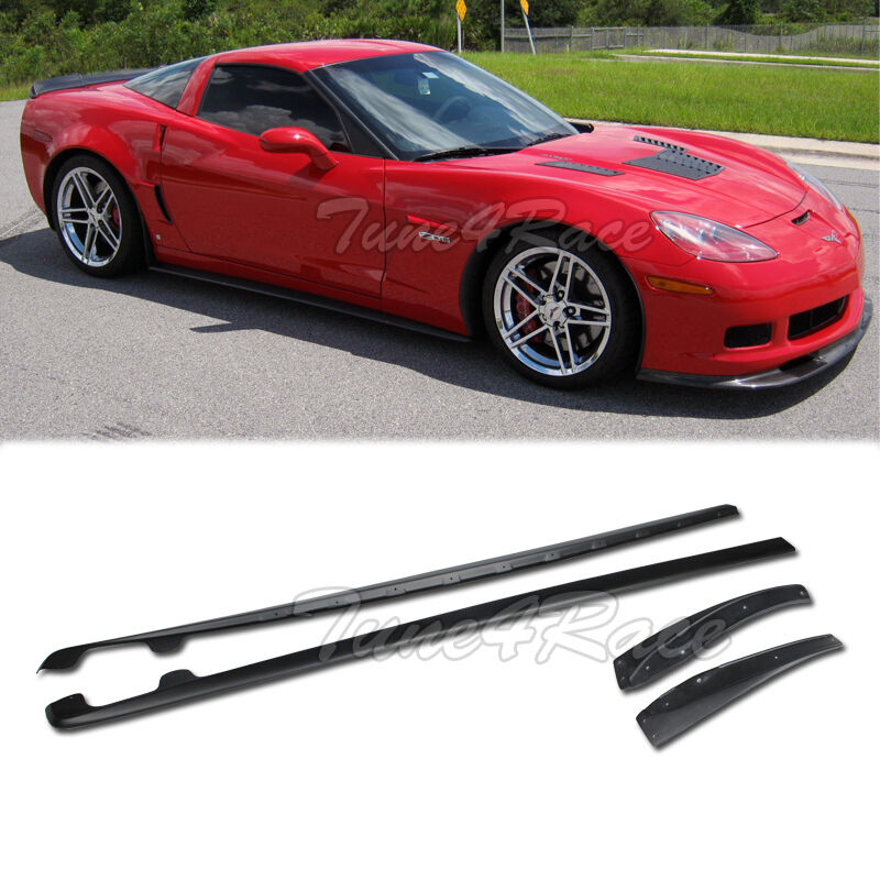 Fits 05-13 Chevrolet Corvette C6 Z06 ZR1 Style ABS Side Skirts & Mud Flaps 