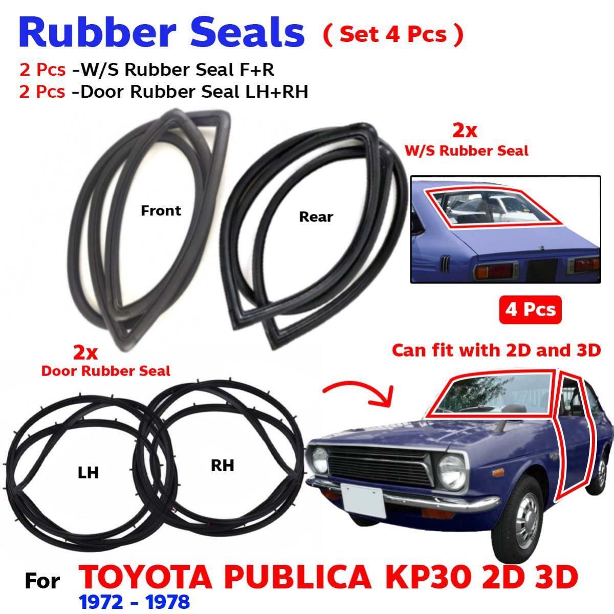 Front Rear Weatherstrip Rubber Seal Fits Toyota Publica KP30 2D 3D 1972-78 4 PCS