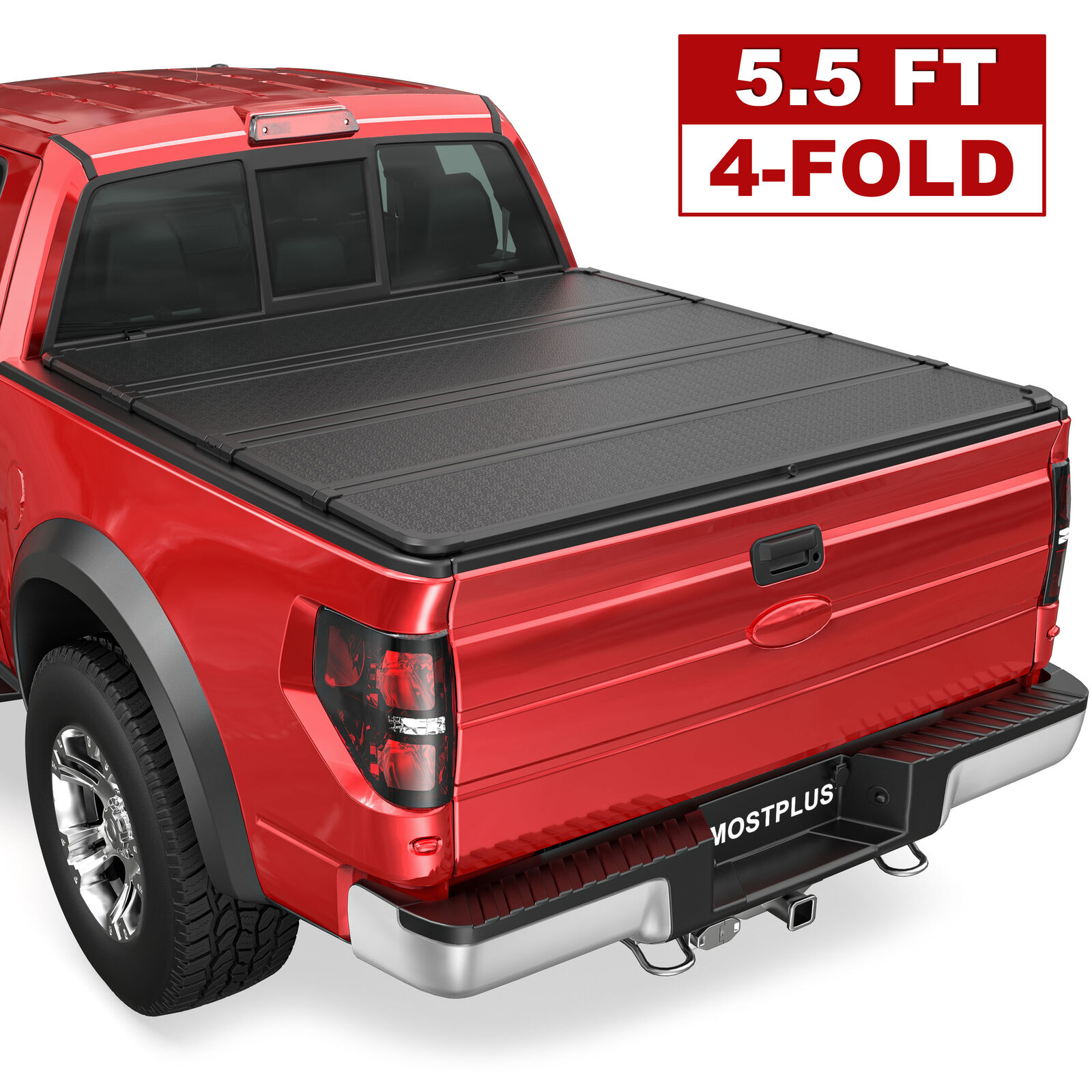 4 Fold 5.5FT Hard Truck Bed Tonneau Cover For 2009-2014 Ford F150 w/ Lamp On Top