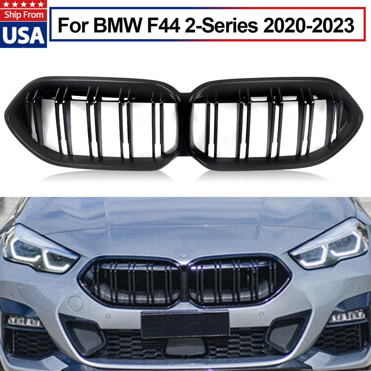 Front Grille fits 20-23 BMW F44 2-Series Gran Coupe M235i 228i 220i Gloss Black