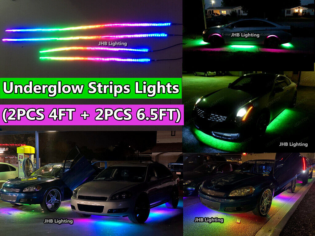 JHB APP Remote CHASING Flow LED Strips Lights 2PCS 4FT+2PCS 6.5FT Underglow KIT