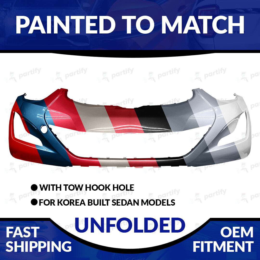 NEW Painted Front Bumper For 2014 2015 2016 Hyundai Elantra W/ Tow Hook Hole