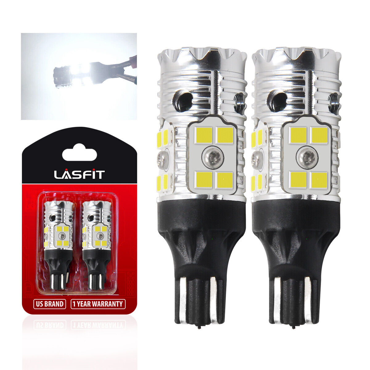 Lasfit LED Backup Reverse Light Bulbs 921 912 W16W Canbus Error Free Cool White