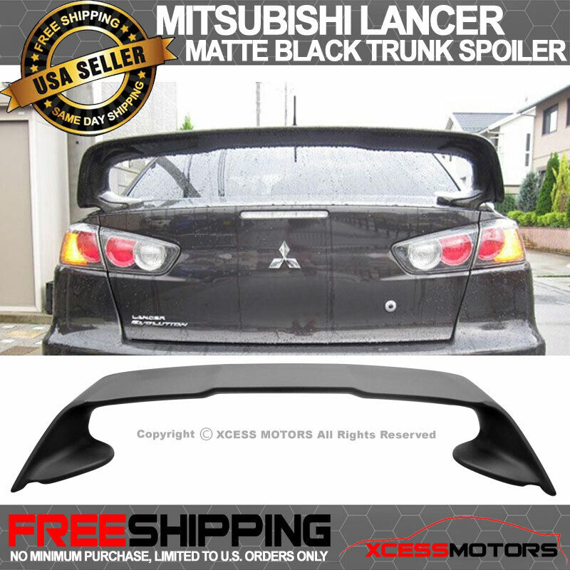 Fits 08-17 Mitsubishi Lancer Evolution Evo10 Trunk Spoiler Wing Matte Black ABS