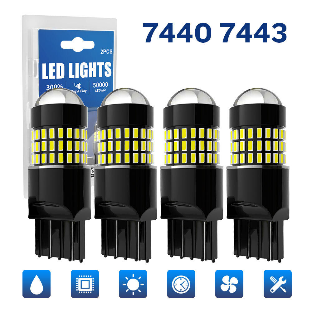 LED Backup Reverse Light Bulbs Back Up Super Bright White 7440 7443 7444 W21W 4x