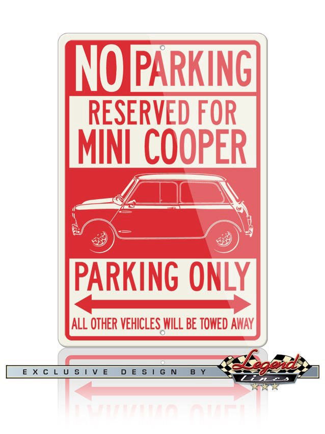 Austin Mini Cooper Reserved Parking Only 8x12 Aluminum Sign British Classic Car