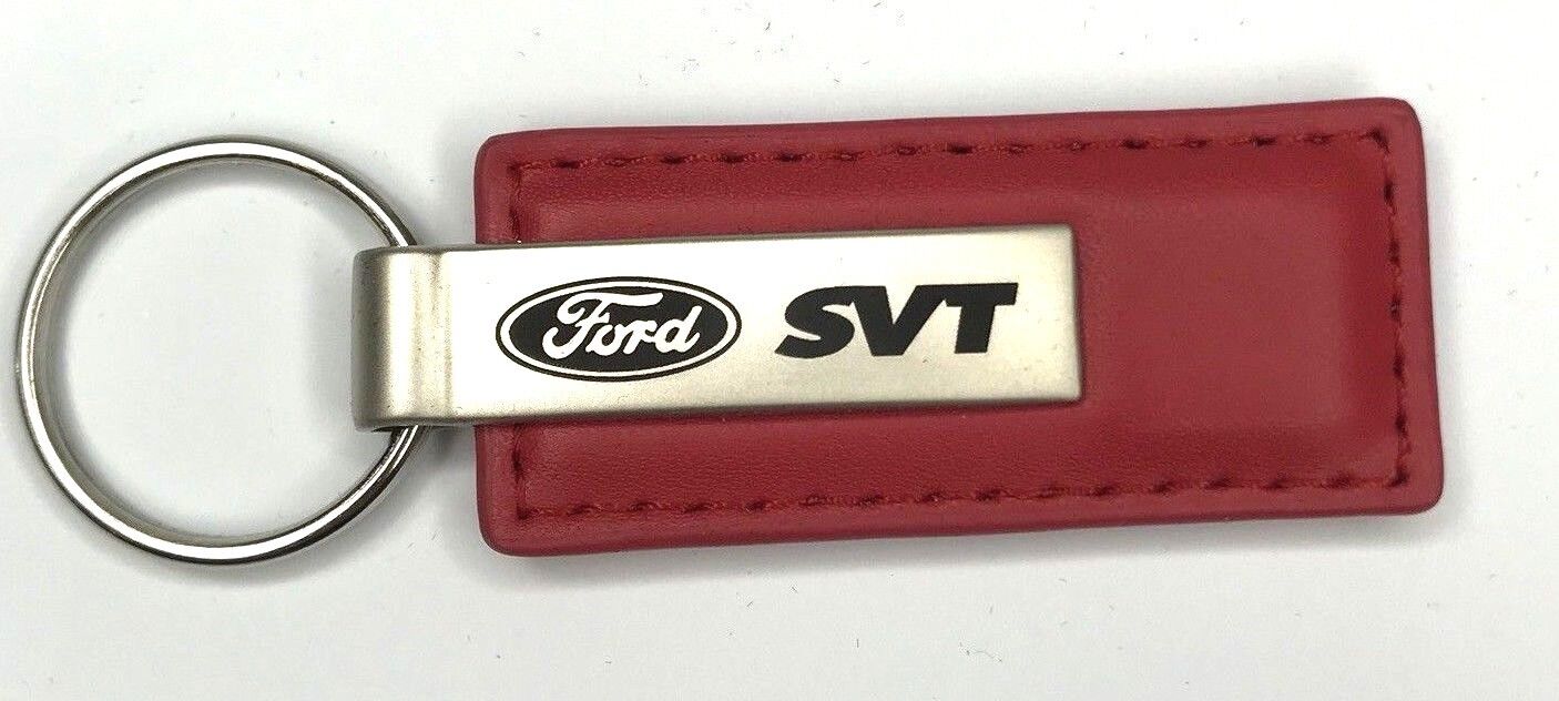 Ford SVT Emblem Red Leather Key Chain Licensed (Cobra Lightning Focus)