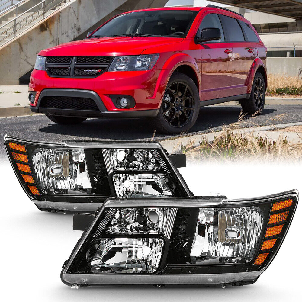 09-20 Dodge Journey [Factory Style] Black Replacement Headlight Lamp LEFT+RIGHT