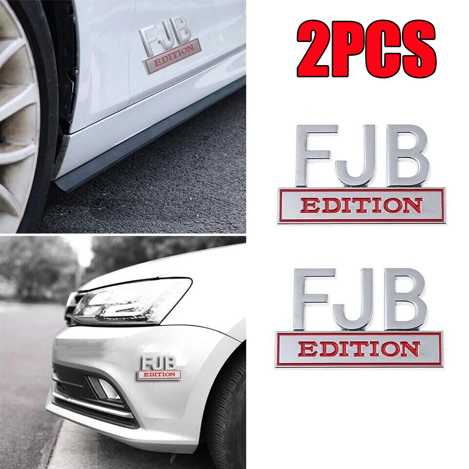 2x FJB Edition Letter Emblem Sticker Bumper Badge Silver&Red Fits For Truck SUV