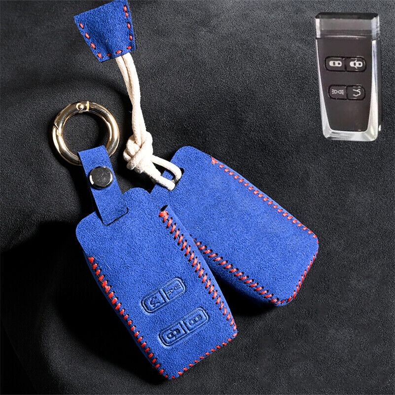 For Aston Martin DB9 Suede Leather 4 Button Smart Key Bag Case Cover Fob Shell