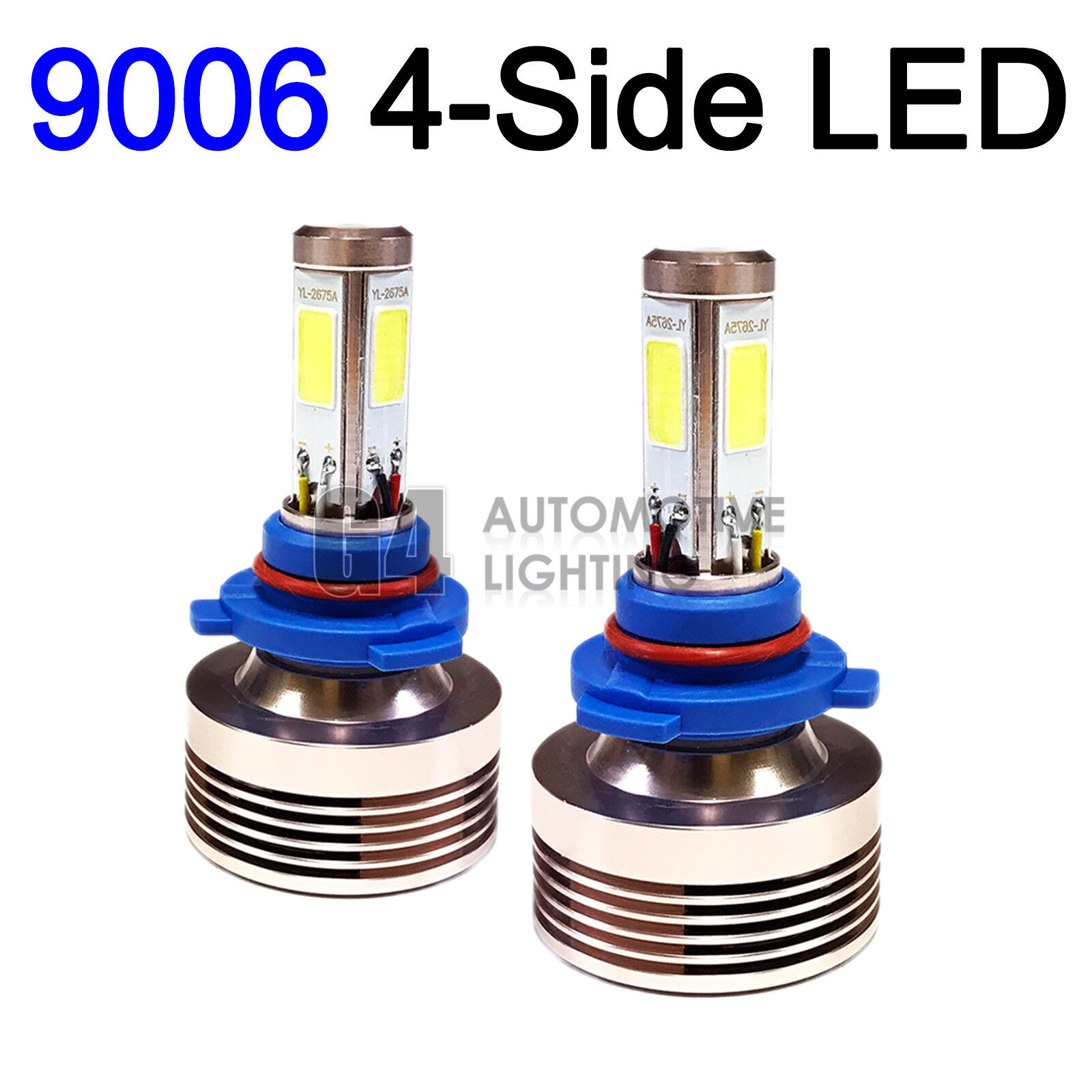2x 4-Side HB4 9006 LED Headlight Kit Bulbs 80W Super Bright 6000K Crystal White