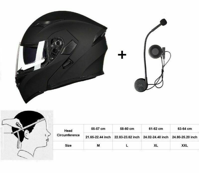 Motorcycle Helmet With Bluetooth Headset Modular Flip Up Motorbike Helmets DOT