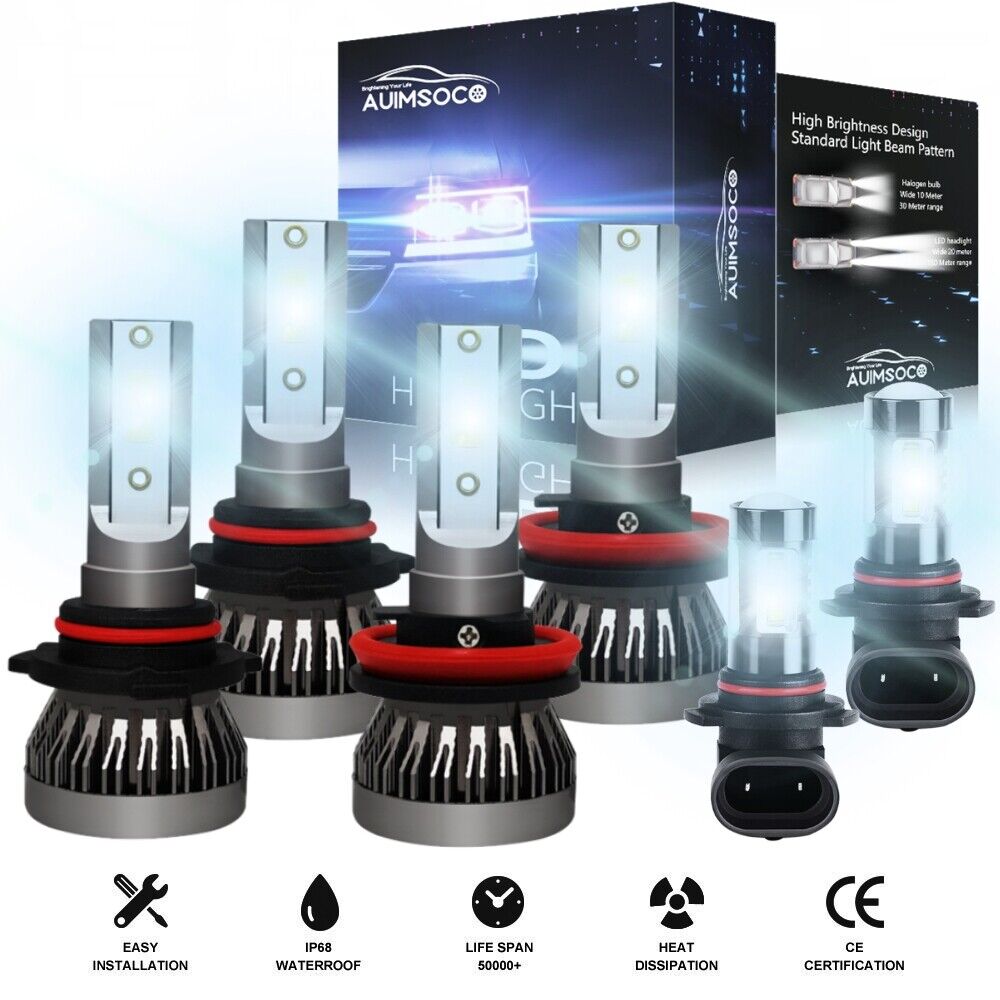 For Ford F 150 2015-2020 6x LED Headlight Hi/Lo +Fog Light Bulbs Combo Kit 8000K