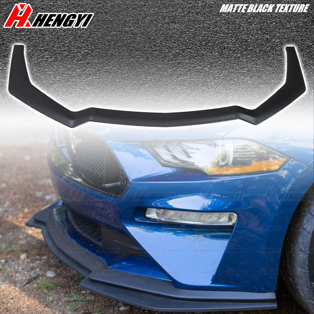 For Mustang GT 2017-21 GT2 Style Front Bumper Lip Splitter Add-On Texture Black