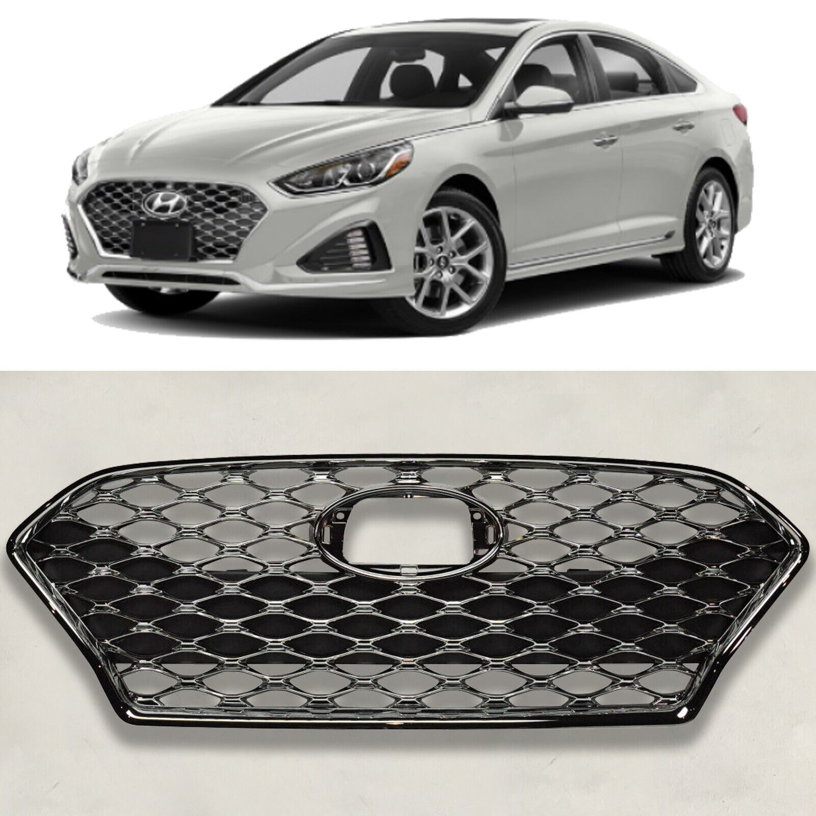 Front Bumper Grille Sport Type Assembly Replacement For 2018 2019 Hyundai Sonata
