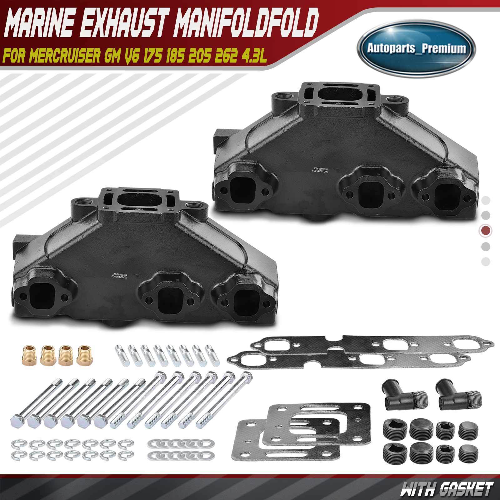 2x Marine Exhaust Manifold with Gasket for MerCruiser GM V6 175 185 205 262 4.3L