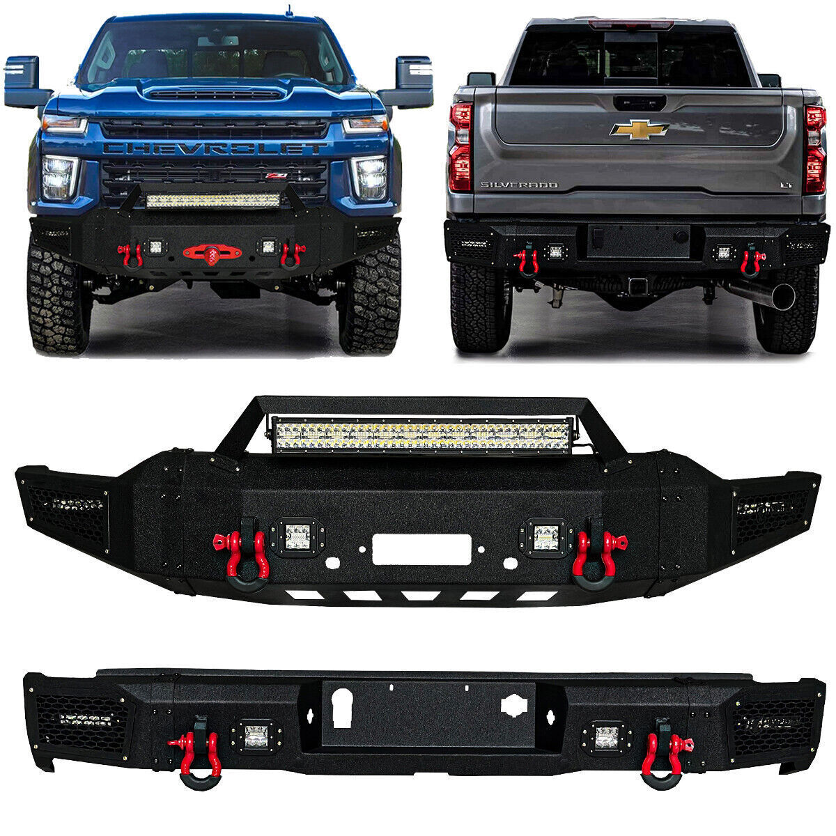 Fits 2020-2023 Chevy Silverado 2500/3500 Front or Rear Bumper With LED Lights