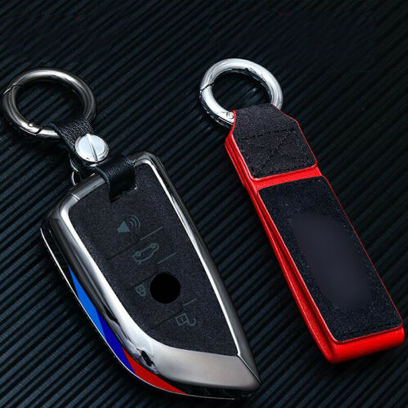 M Style Metal+Suede Car Key Fob Case Cover For BMW X1 X3 X4 X5 X6 X7 5 6 7Series
