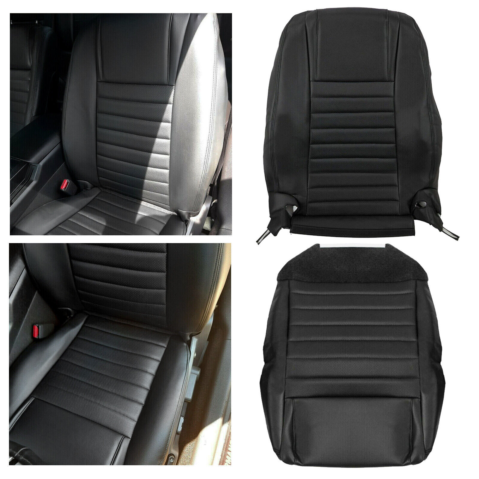 For 2005 2006 2007 2008 2009 Ford Mustang Driver Bottom-Top Black Seat Cover Set