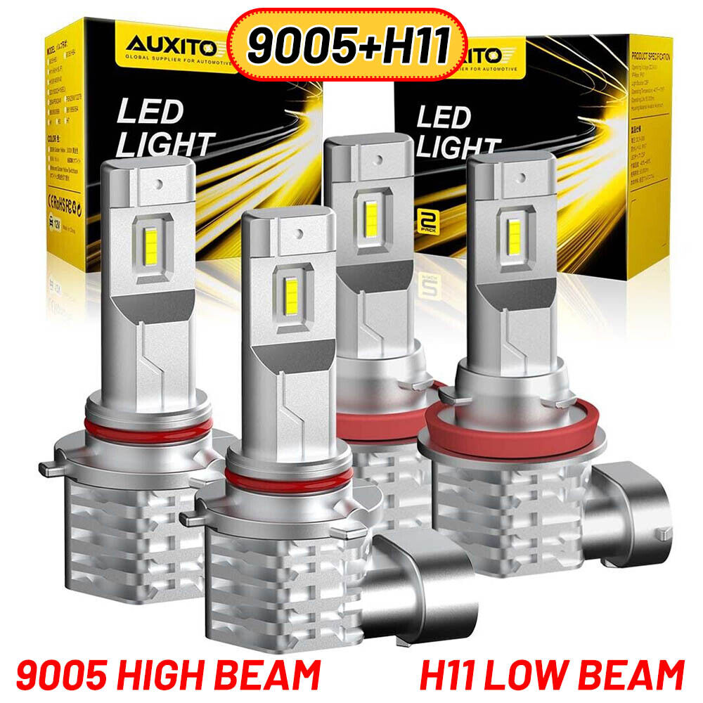 9005+H11 LED Headlight Combo 4 High Low Beam Bulbs Kit Super White Bright Lamps