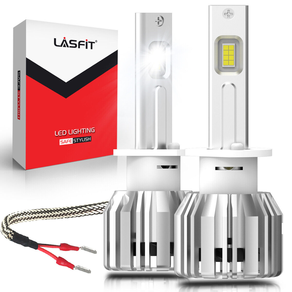 LASFIT 2x H1 LED Headlight Bulb Kit High or Low Beam or Fog Light Lamp 6000K 50W