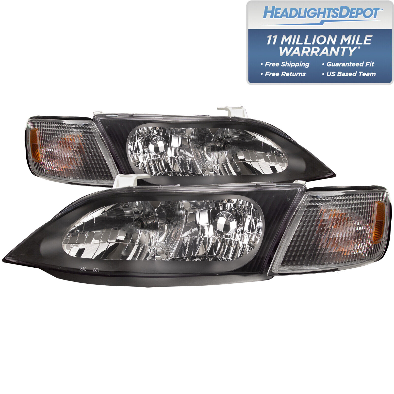Headlights Halogen 4Pc Set w/Corner Park Signal lights For 1997-2001 Lexus ES300