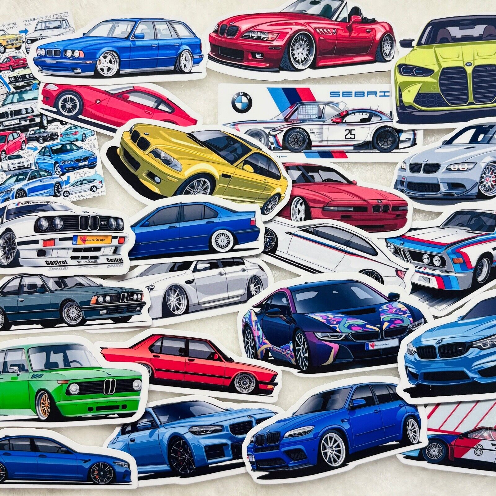 German Icon Classic BMW M Power Cars M1 M2 M3 M4 M5 M6 i8 X5M Z4M 2002ti Sticker