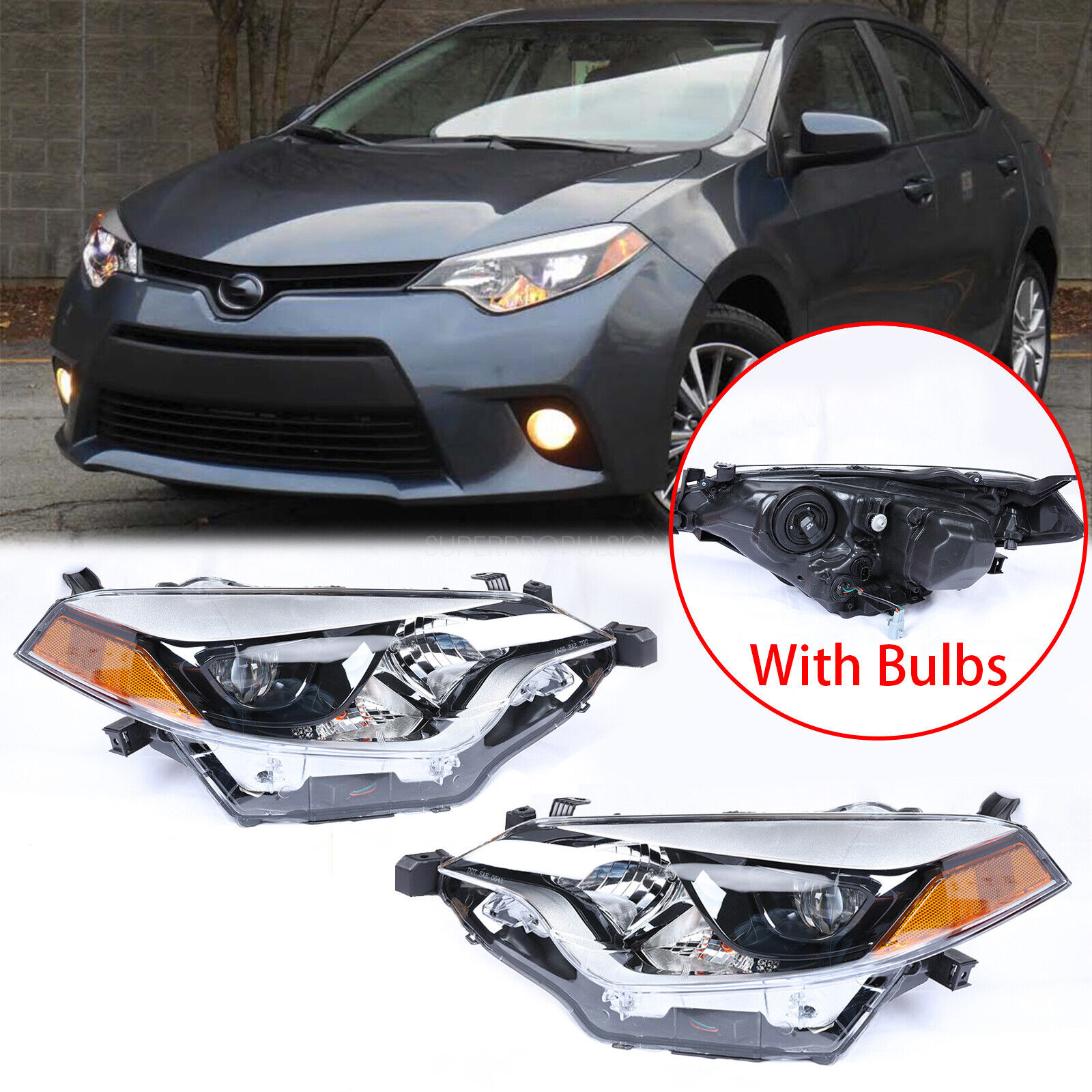 For 2014-2016 Toyota Corolla LED Headlights Headlamps Replacement Assembly Pair