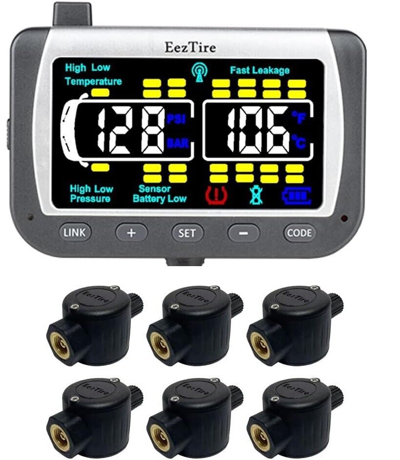 EEZTire-TPMS Real Time Tire Pressure Monitoring System 6 Flow Through Sensors