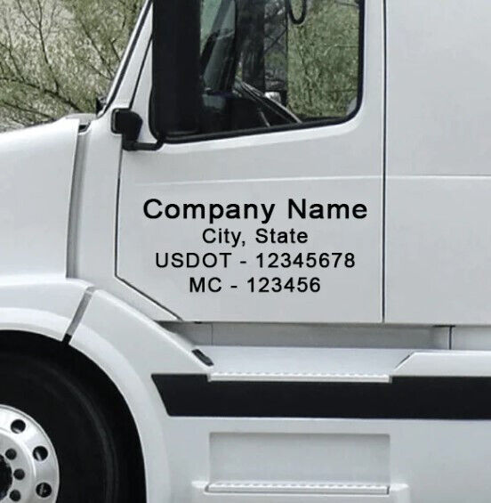 SEMI TRUCK DOOR LETTERING - Your Company Name + Town & State +DOT Number Decals