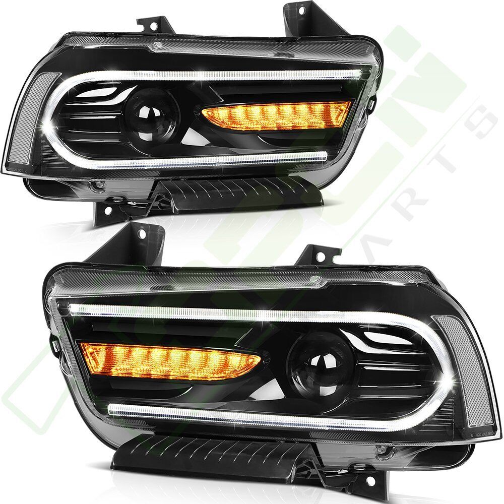 Fits Dodge Charger 2011-2014 Headlights Assembly Dual Beam Lens Wiping Turn