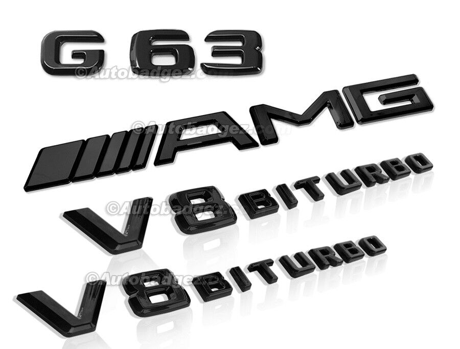 4pcs NEW Adhesive G63 AMG V8 Biturbo Gloss Black Badge Emblem fits Mercedes Benz