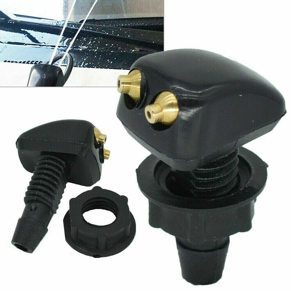 2Pcs Black Dual Holes Windshield Washer Nozzle Wiper Water Spray Jet Adjustable