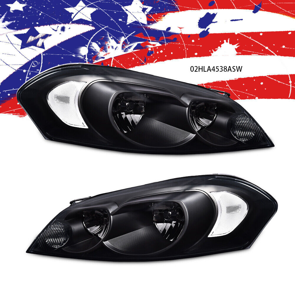 2Pcs Headlight Set Fit For 06-2016 Chevrolet Impala Smoked Lens Black Housing US