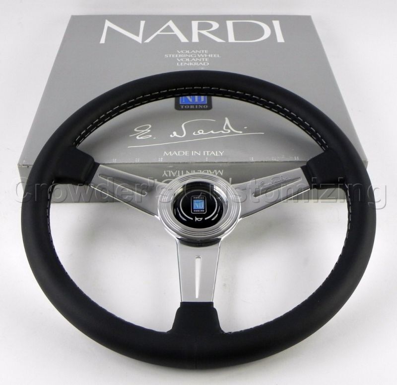 Nardi Classic Steering Wheel 360 mm Black Leather Polished Spokes 6061.36.3001