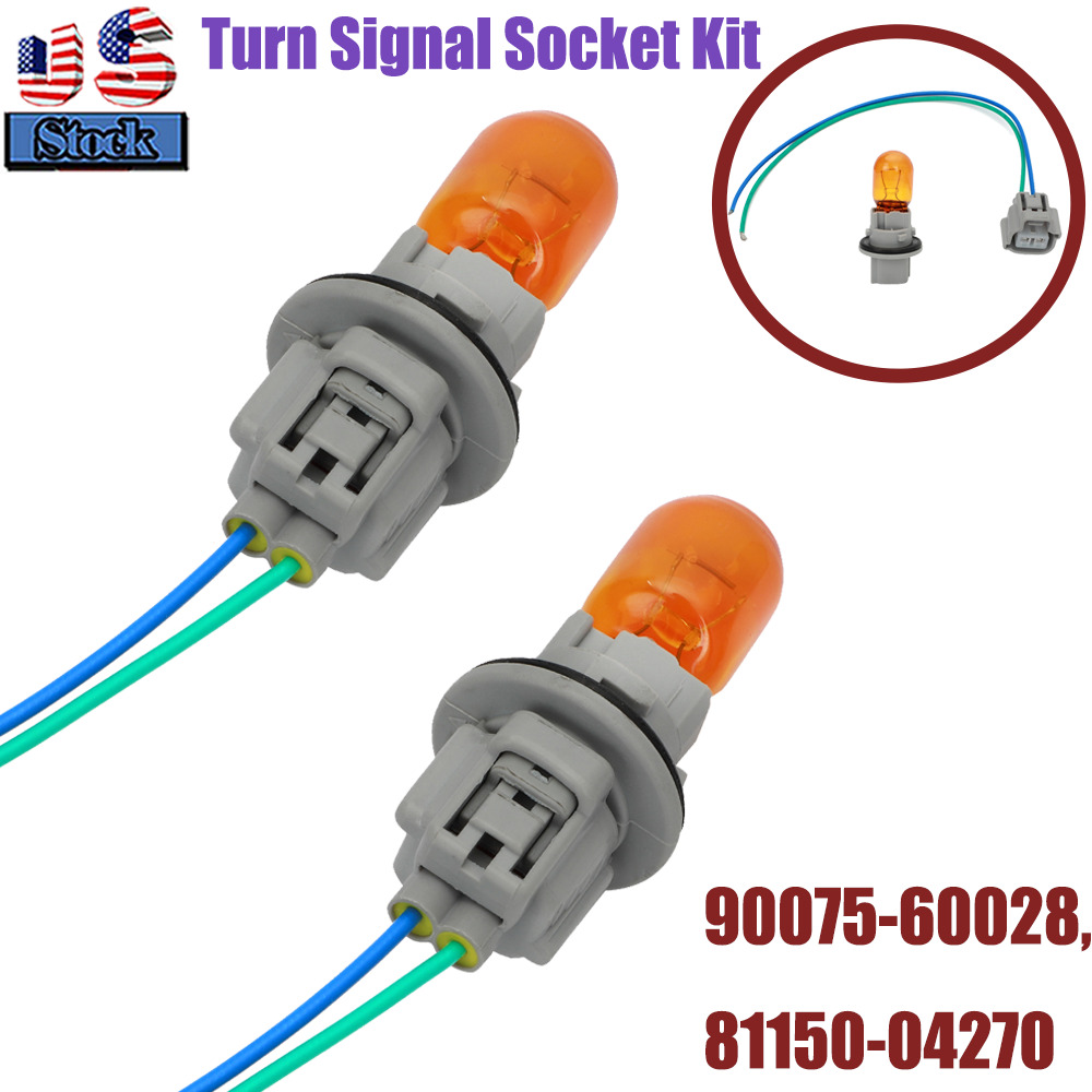 90075-60028 2X Turn Signal Socket Connector w/ Bulb Pigtail For Toyota 4Runner