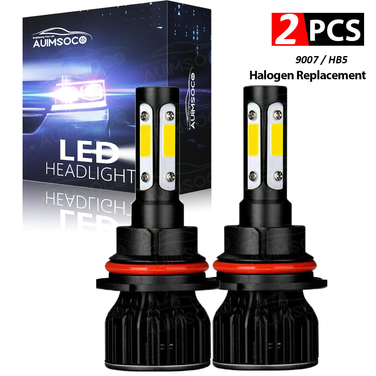 2PCS Bombillos LED Focos For Auto Carro 9007 Luz De Coche Faros Faro Delanteros