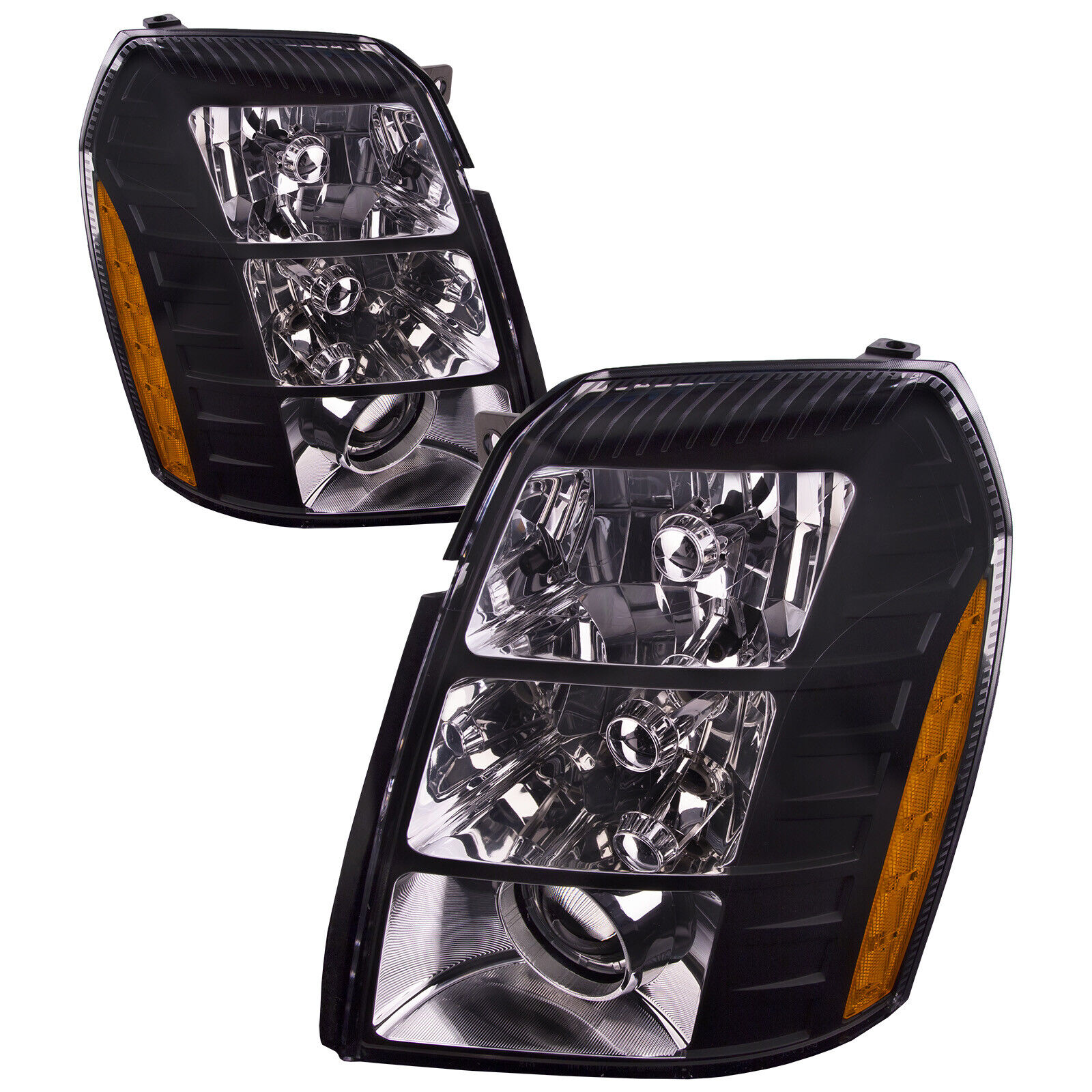 Headlights Set Driver Passenger Fits 2007-2014 Cadillac Escalade EXT/ESV/Hybrid