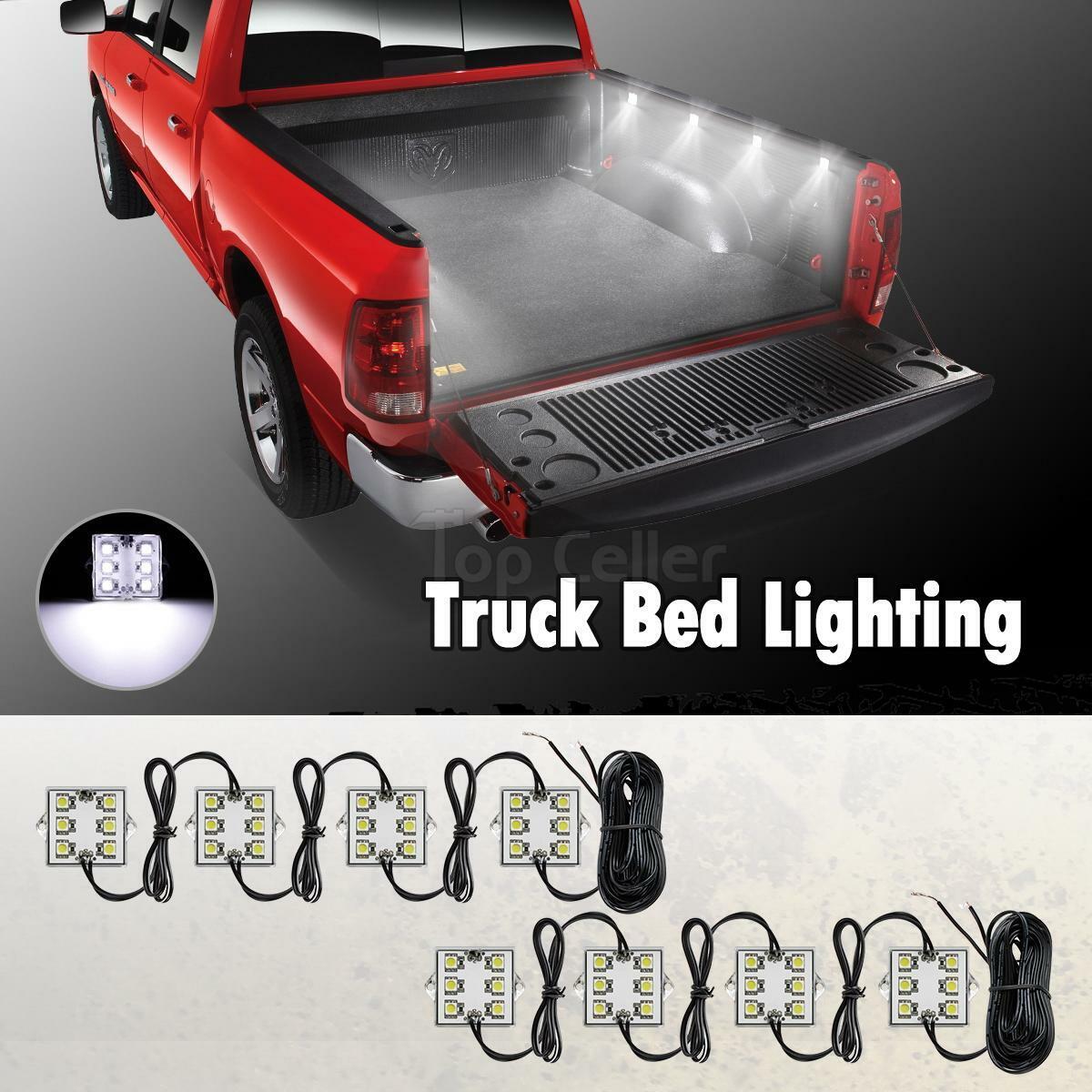 Partsam Truck Bed Light Strips 8pods 6-5050-smd White LED Work Box Lighting Kit