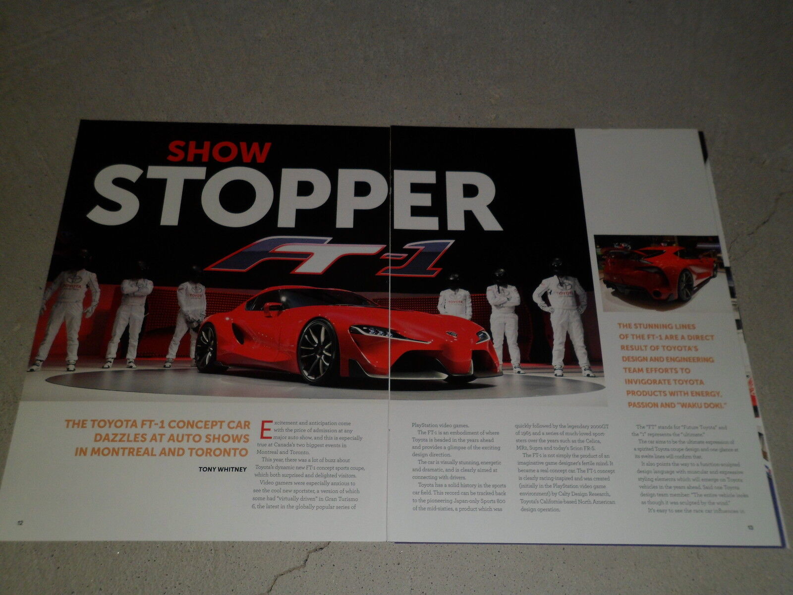 2015 TOYOTA FT-1 CONCEPT CAR article / ad